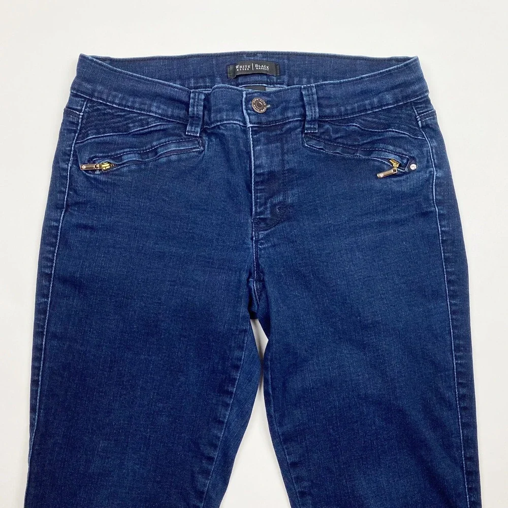 White House Black Market Skinny Leg Gold Zip Ankle Jeans Women‎ 4R Dark Indigo